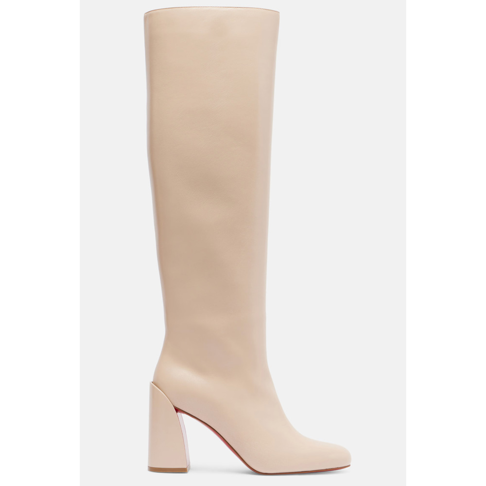 Christian Louboutin Janitta 85 Pearl Beige Leather Knee High Heel Boot 37.5 - Picture 4 of 16